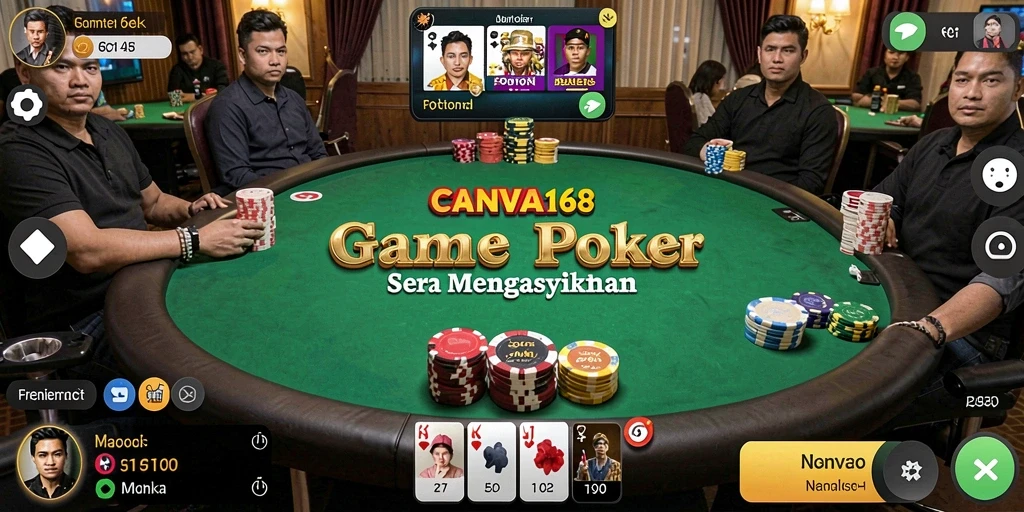 Tampilan gameplay Poker yang menarik di CANVA168.
