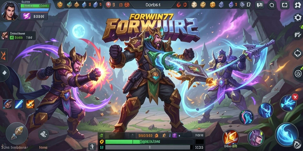 Tangkapan layar gameplay FORWIN77 dengan pertempuran epik MOBA.