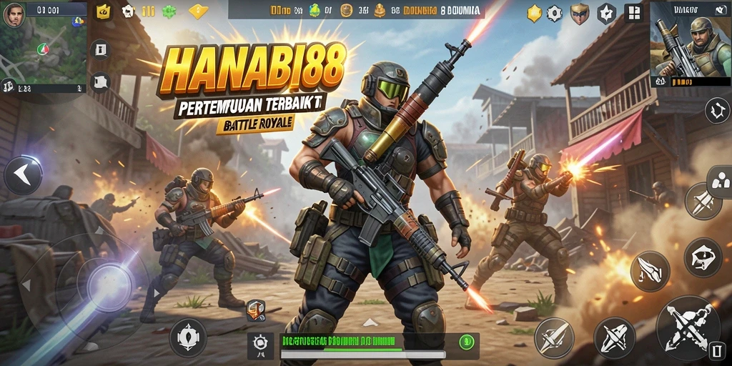 Screenshot dari pertempuran seru dalam HANABI88.