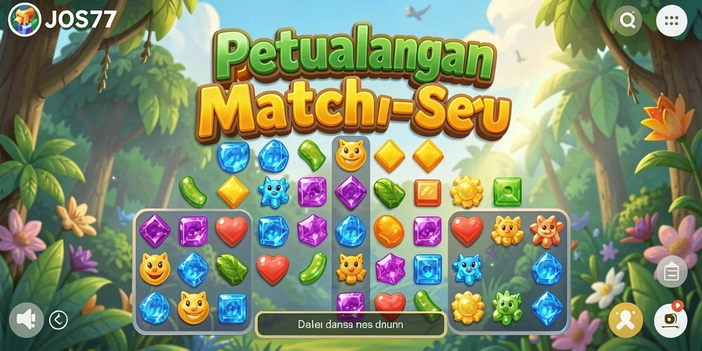 Screenshot menunjukkan gameplay seru dalam permainan Match-3.