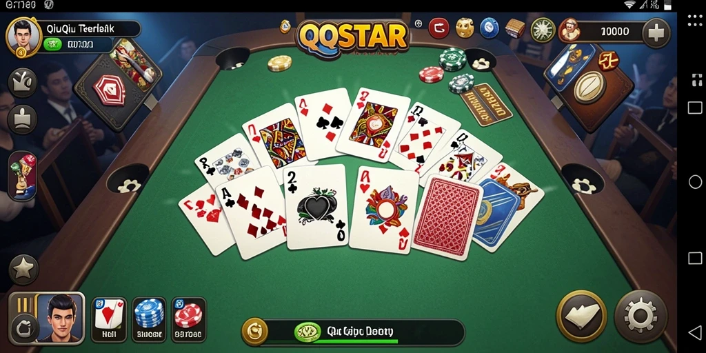 Screenshot gameplay QQSTAR yang menunjukkan keseruan permainan QiuQiu.