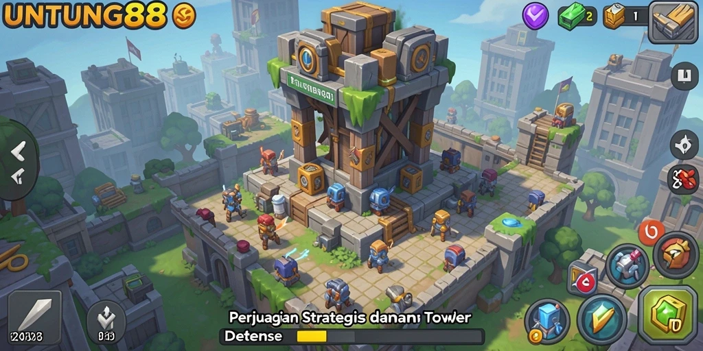 Tampilan gameplay menarik dari UNTUNG88 dalam genre Tower Defense.